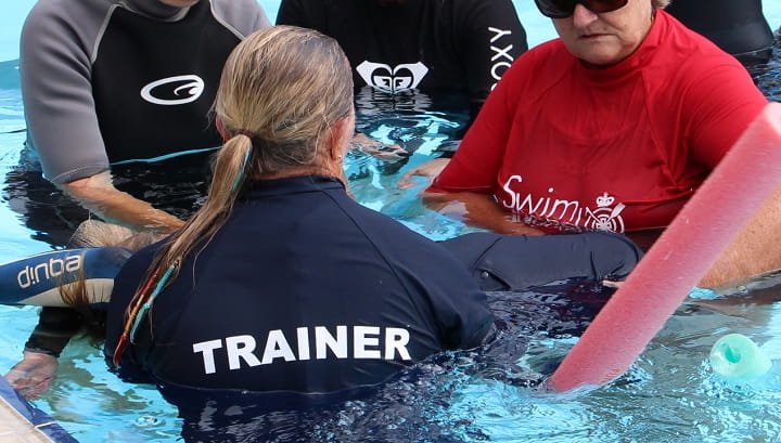 close up of the back of an aquatic trainer