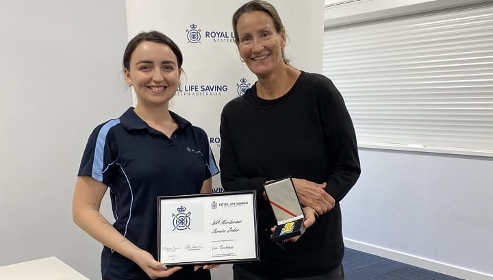 Lori Buchanan receiving her WA Meritorious Service Order award