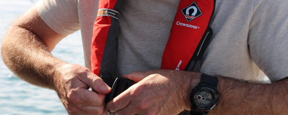 person wearing new inflatable style lifejacket