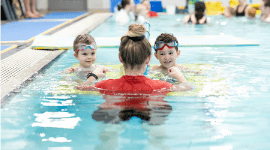 Kwinana students in swimming lessons with instructor