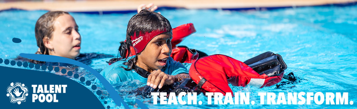 Talent Pool students training in a pool