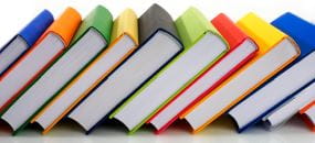 Image of books laid on their side