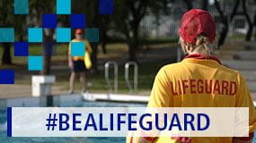Lifeguards working at a swimming pool