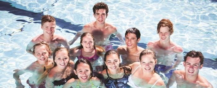 Students learning their Bronze Medallion course in the swimming pool