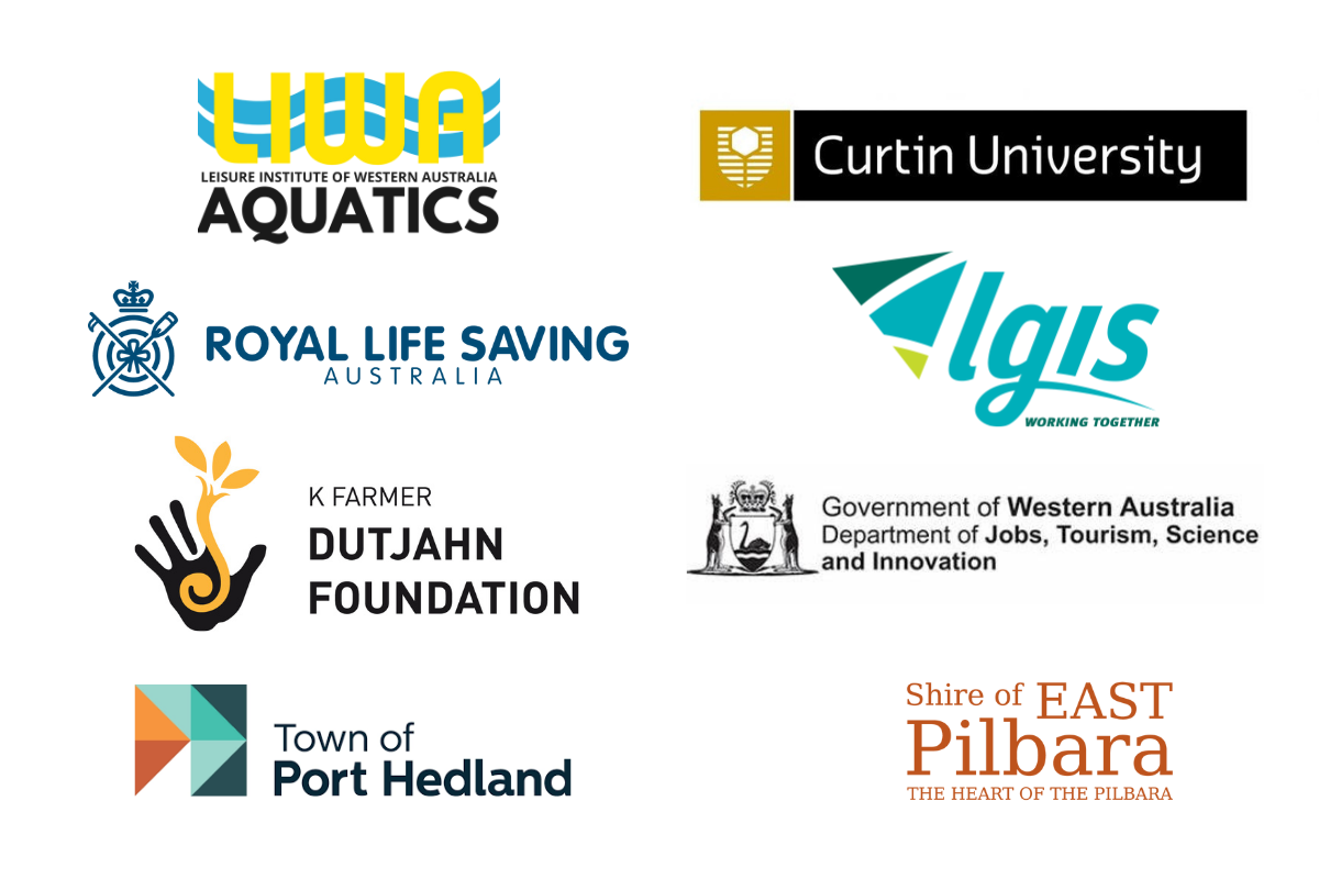 Our Industry Partners: LIWA Aquatics, Curtin University, Royal Life Saving Australia, LGIS, K Farmer Dutjahn Foundation, Government of Western Australia Department of Jobs, Tourism, Science and Innovation, Town of Port Hedland, and Shire of East Pilbara