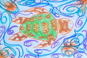 Healthway-Art-Competition-additional-1_2025_300x200.jpg A colourfully patterned turtle drawn on a coloured swirls background