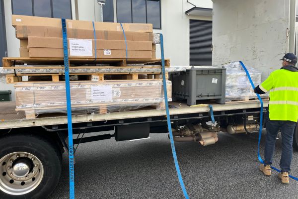 Constrction supplies loaded on truck