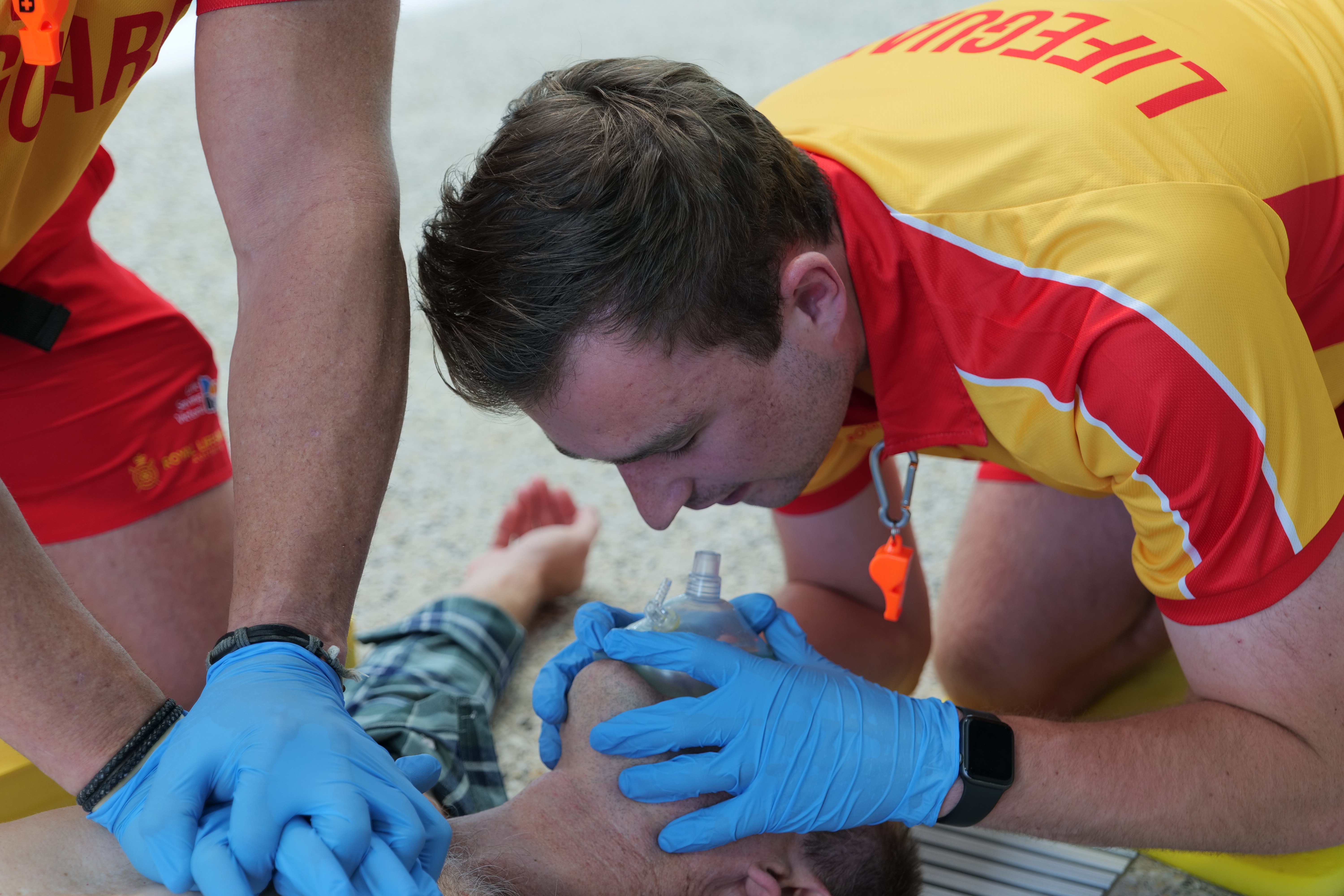 rescue breaths, compression