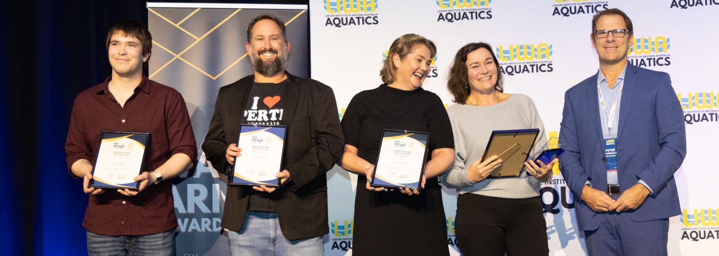 Group photo of Swim Teacher of the Year award awardees