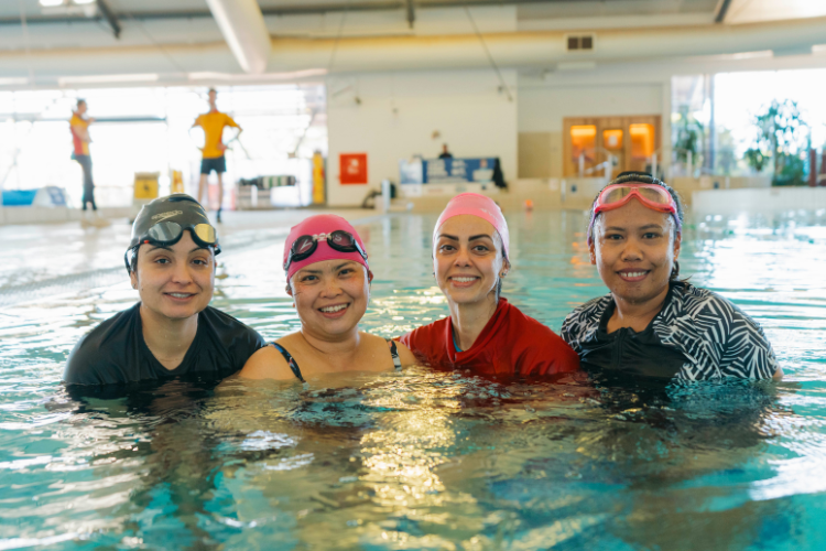 group of women at female only swimming lesson