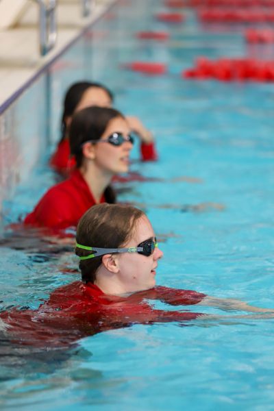 Teachers performing drills in the pool