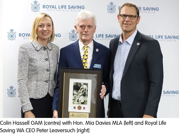 Mia Davies MLA [left] with Colin Hassell OAM [centre] and Peter Leaversuch [right]