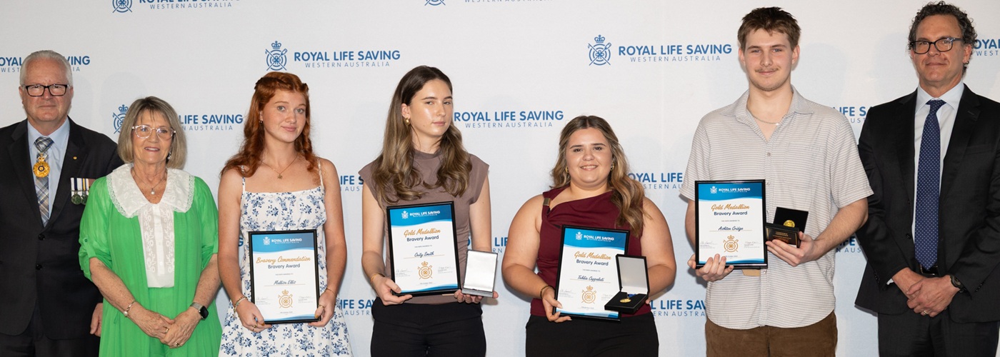 Cannington Leisureplex staff receiving Bravery Awards at the 2025 Royal Life Saving Bravery Awards