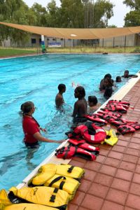 Jigalong children learning water safety