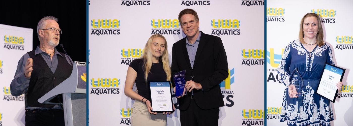 Highlights from the LIWA Aquatics WA Aquatic and Recreation Industry Awards, including an awards presentation, Swim Teacher of the Year recipient and President’s Award recipient.