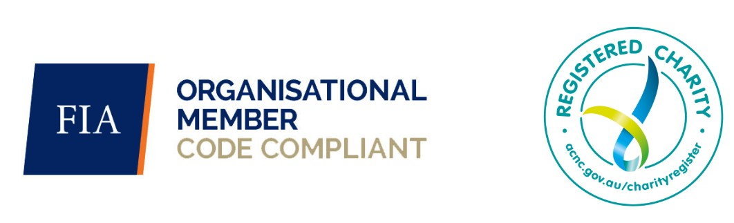 Fundraising Institute of Australia member and Registered Charity logos