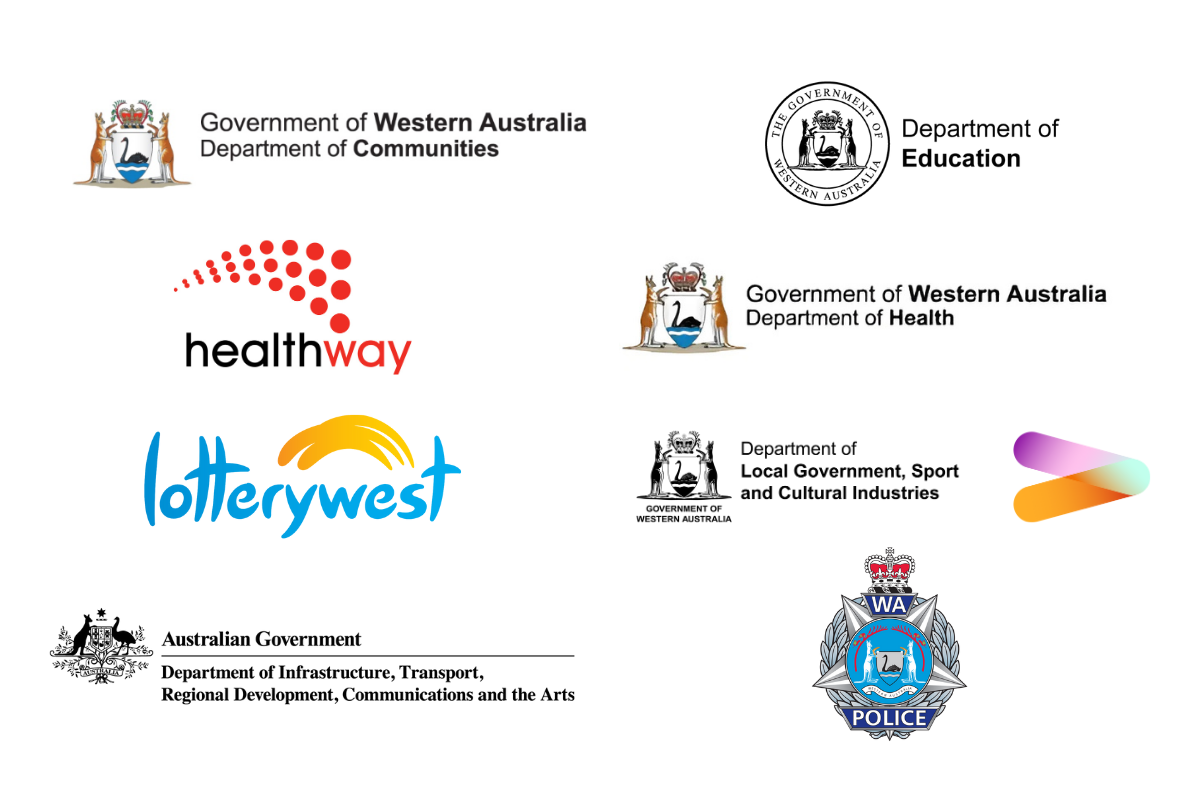 Our Program Partners: WA Department of Communities, WA Department of Education, Healthway, WA Department of Health, Lotterywest, WA Department of Local Government, Sport and Cultural Industries, Australian Government Department of Infrastructure, Transport, Regional Development, Communications and the Arts, and WA Police