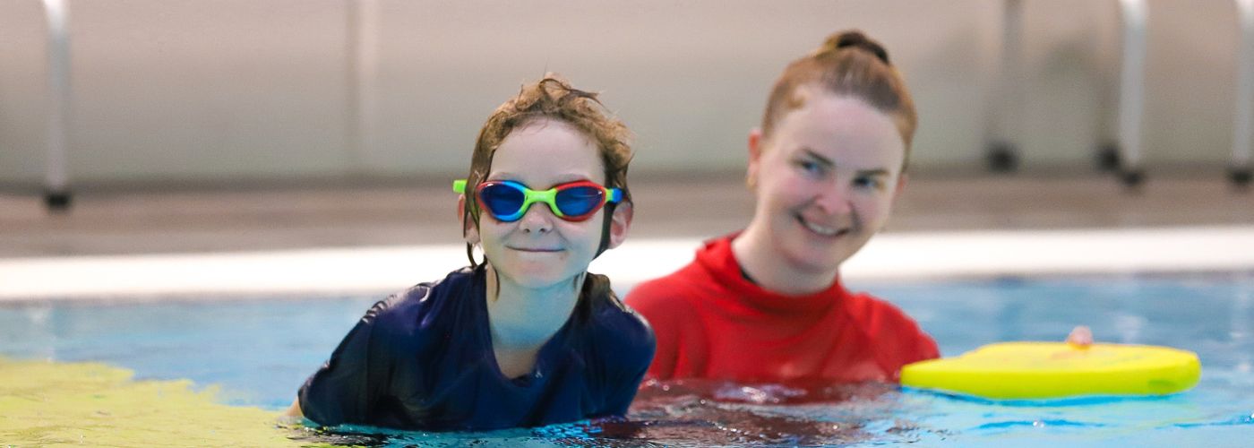 Ruben and his teacher at Kwinana Recquatic Pool