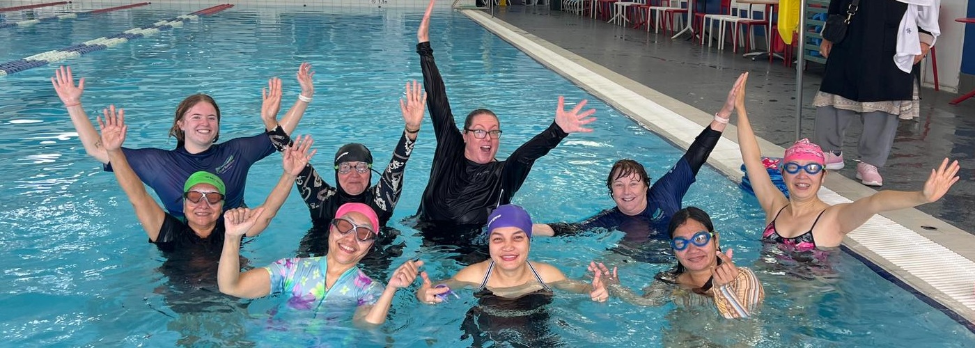 Busselton AMEP Students in the pool at Geographe Leisure Centre