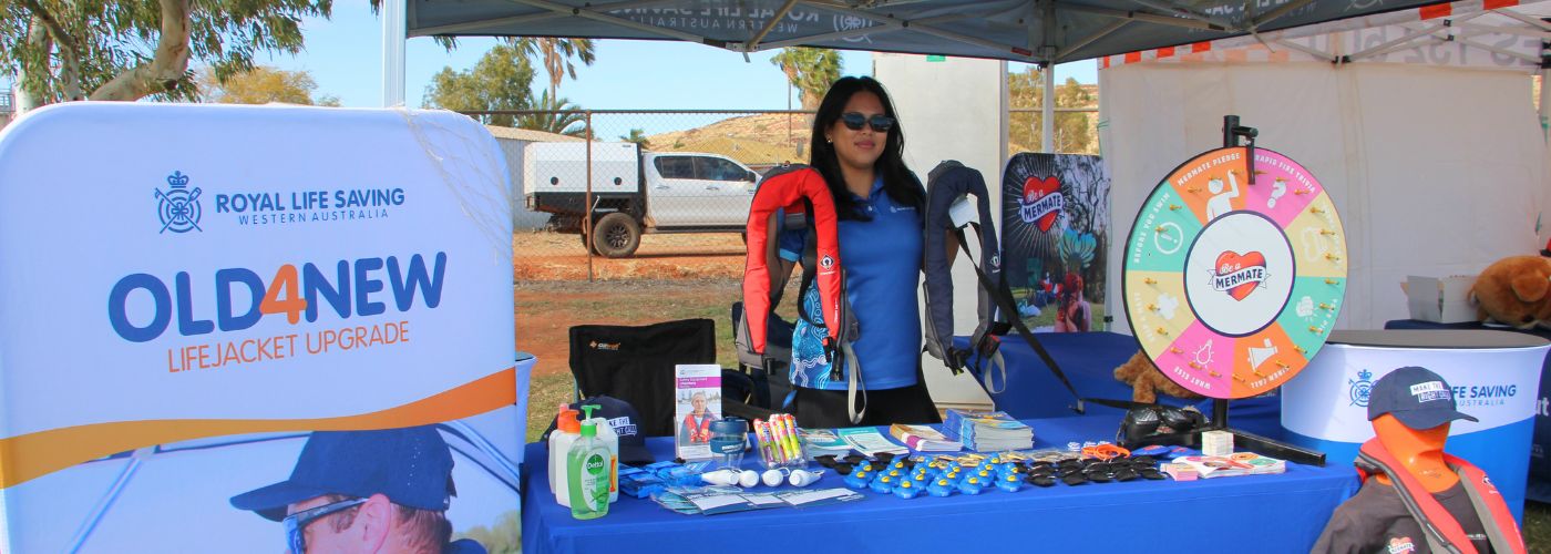 Aariane behind Royal Life Saving stall